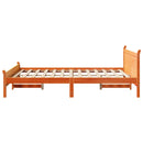 vidaXL viaszbarna tömör fenyőfa ágy matrac nélkül 135 x 190 cm