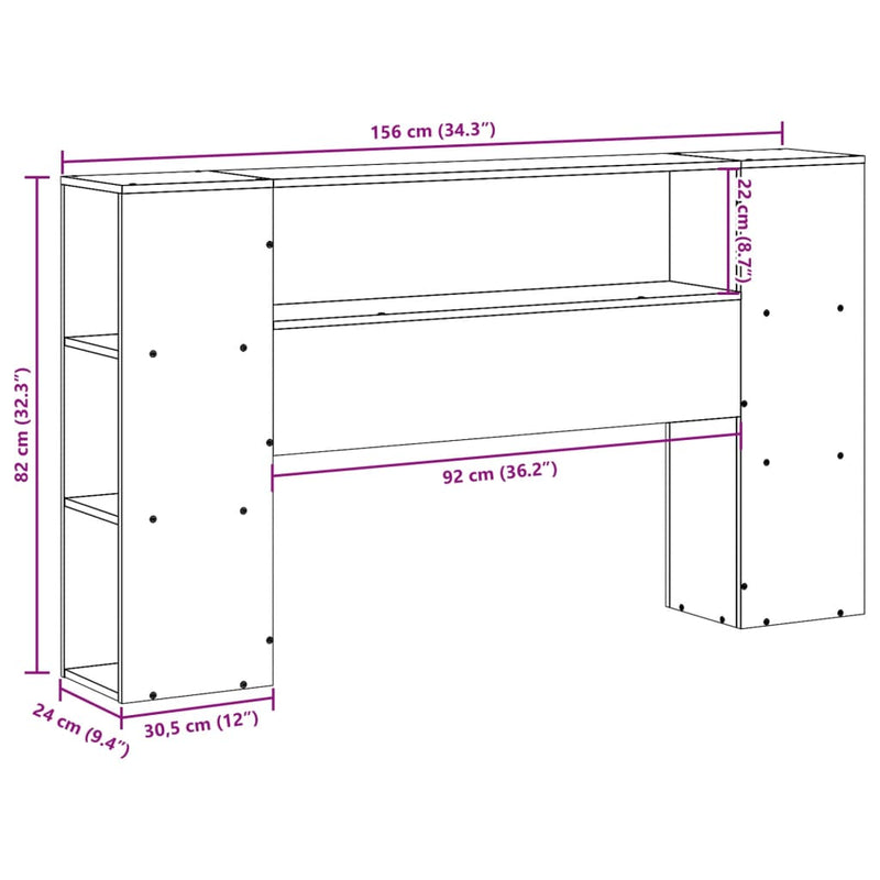 vidaXL viaszbarna tömör fenyőfa fejtámla tárolóval 150 cm