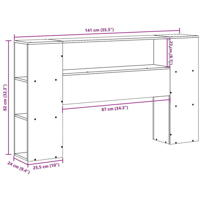 vidaXL tömör fenyőfa fejtámla tárolóval 135 cm