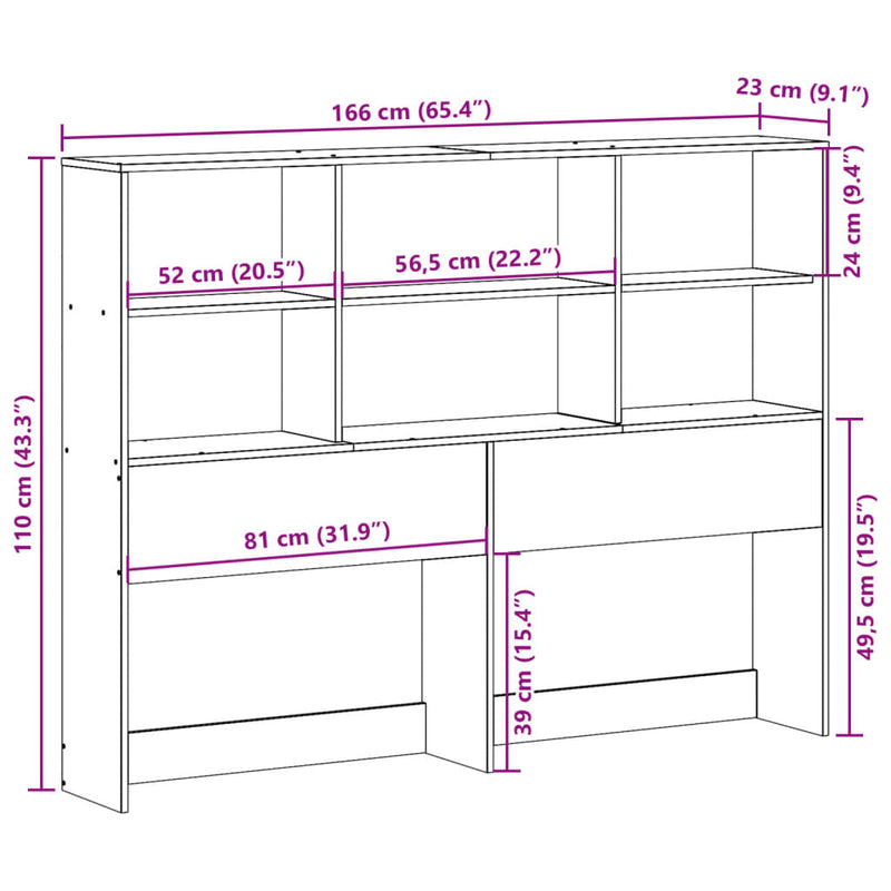 vidaXL viaszbarna tömör fenyőfa fejtámla tárolóval 160 cm