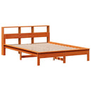 vidaXL barna tömör fenyőfa könyvespolcos ágy matrac nélkül 120 x 200cm