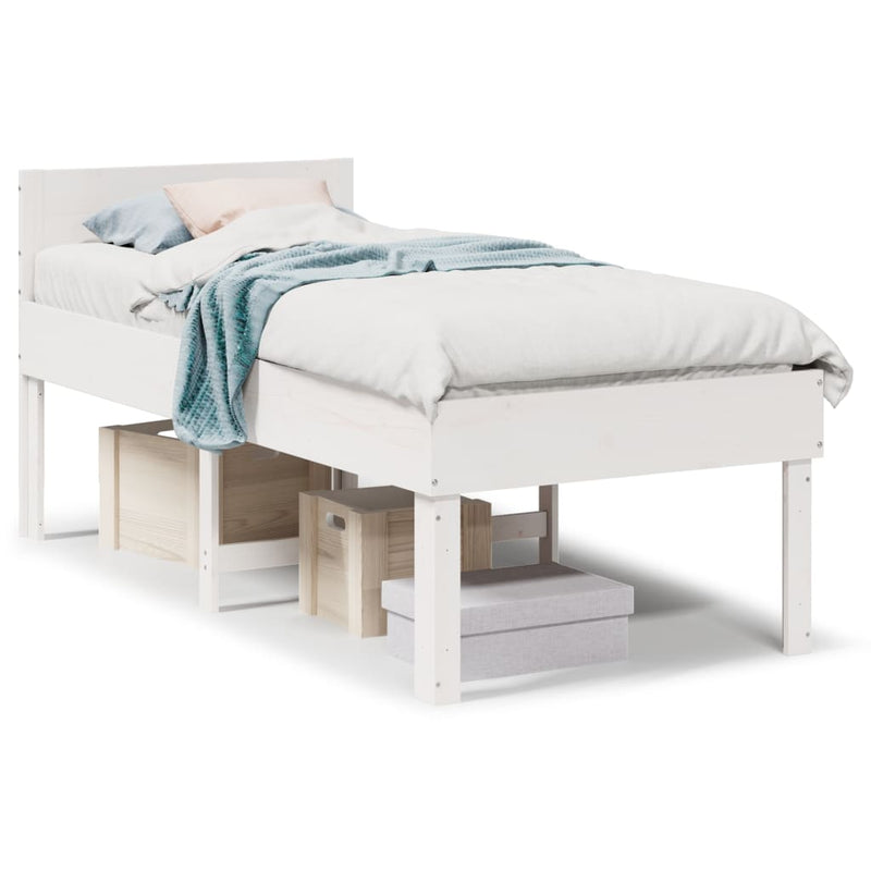 vidaXL fehér tömör fenyő ágykeret matrac nélkül 80 x 200 cm