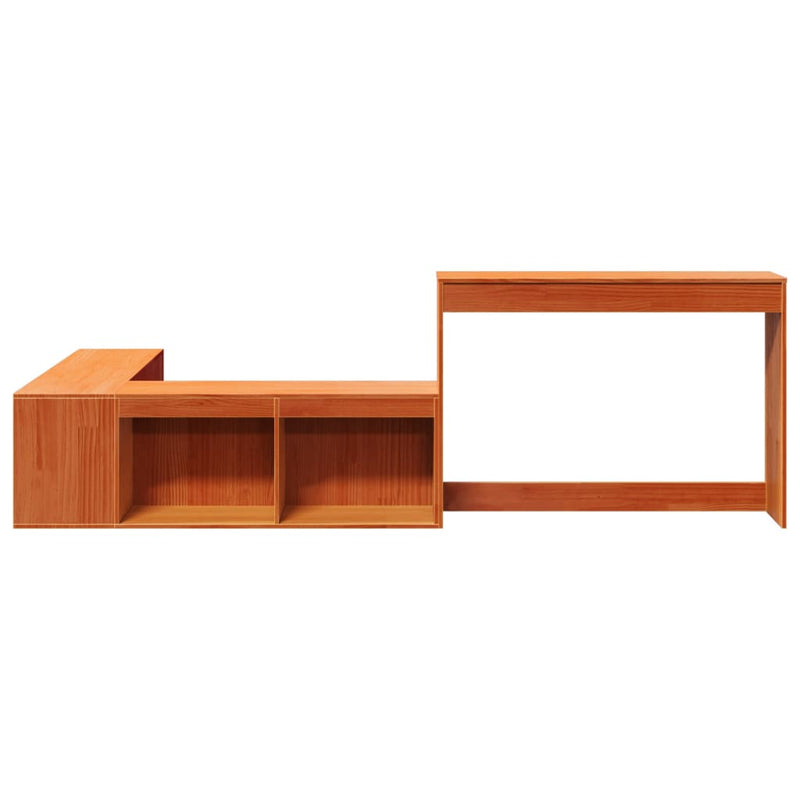 vidaXL viaszbarna tömör fenyőfa éjjeliszekrény asztallal 222x122x75 cm