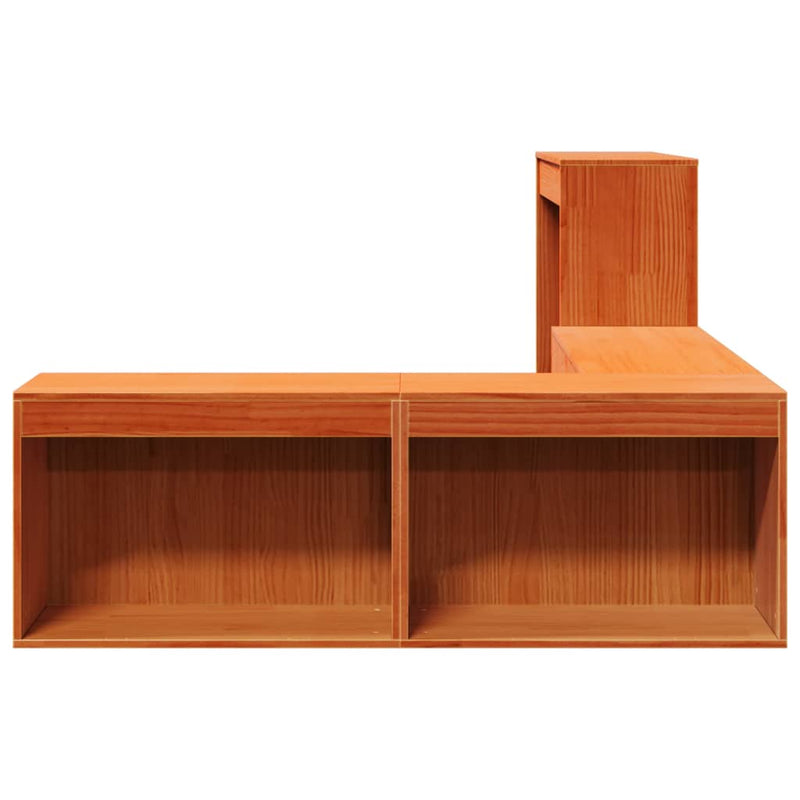 vidaXL viaszbarna tömör fenyőfa éjjeliszekrény asztallal 222x122x75 cm