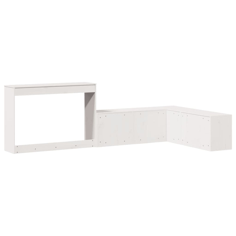 vidaXL fehér tömör fenyőfa éjjeliszekrény íróasztallal 222x107x75 cm