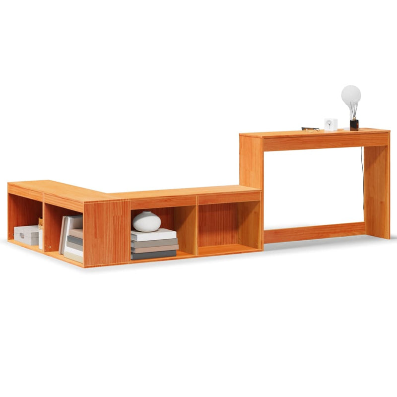 vidaXL viaszbarna tömör fenyőfa éjjeliszekrény asztallal 222x107x75 cm