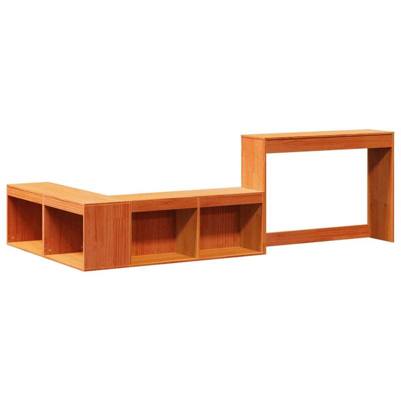 vidaXL viaszbarna tömör fenyőfa éjjeliszekrény asztallal 222x107x75 cm