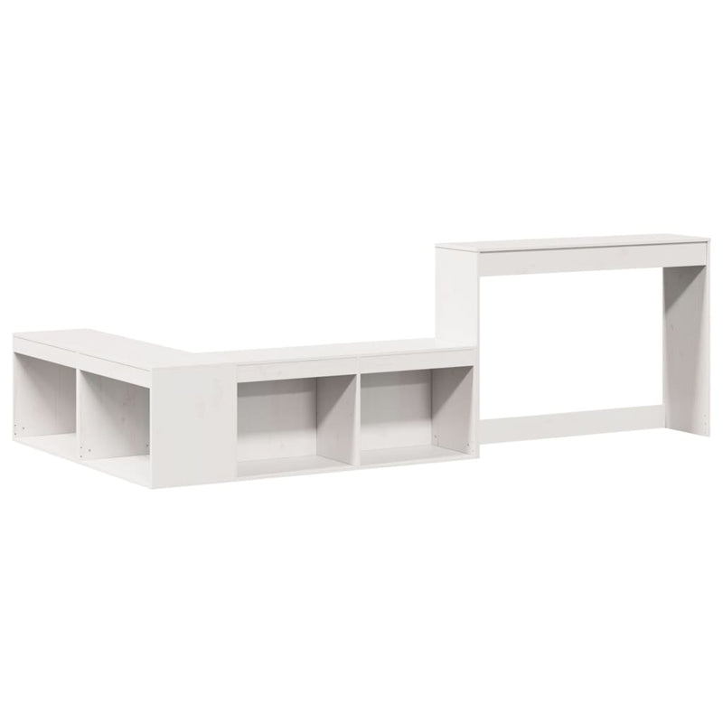 vidaXL fehér tömör fenyőfa éjjeliszekrény íróasztallal 232x112x75 cm