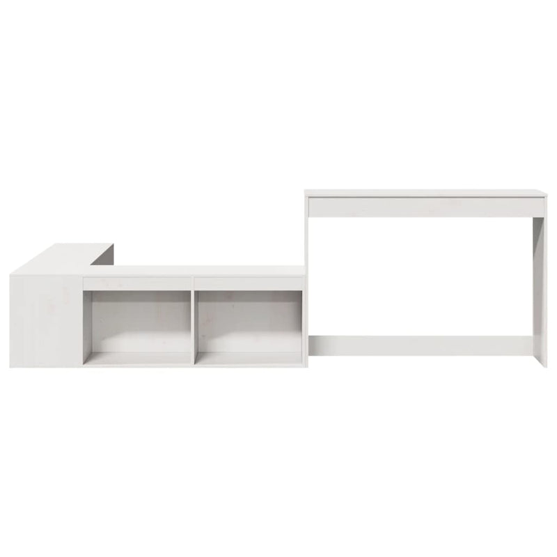 vidaXL fehér tömör fenyőfa éjjeliszekrény íróasztallal 232x112x75 cm