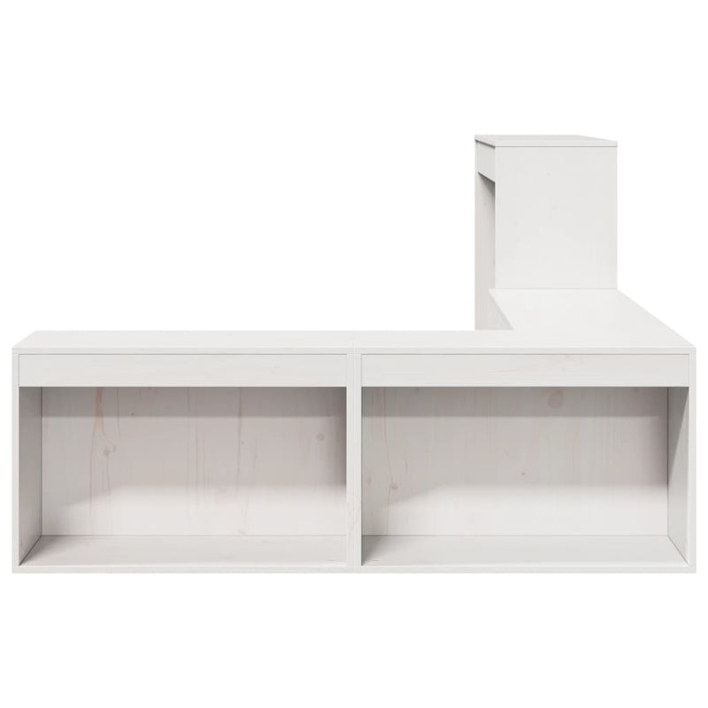 vidaXL fehér tömör fenyőfa éjjeliszekrény íróasztallal 232x112x75 cm