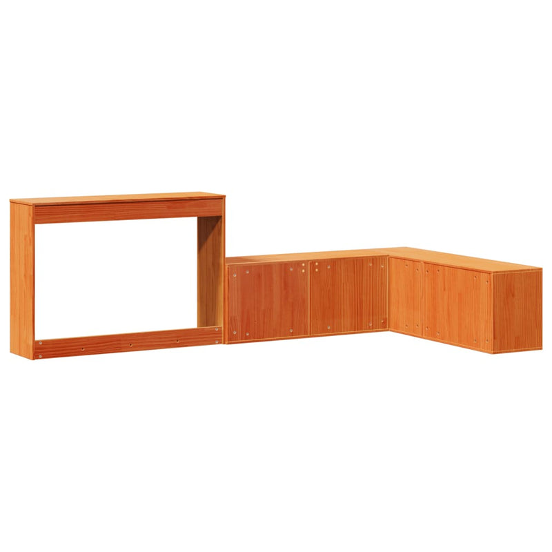 vidaXL viaszbarna tömör fenyőfa éjjeliszekrény asztallal 232x112x75 cm