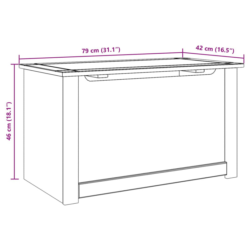 vidaXL Panama tömör fenyőfa tárolóláda fedéllel 79 x 42 x 46 cm