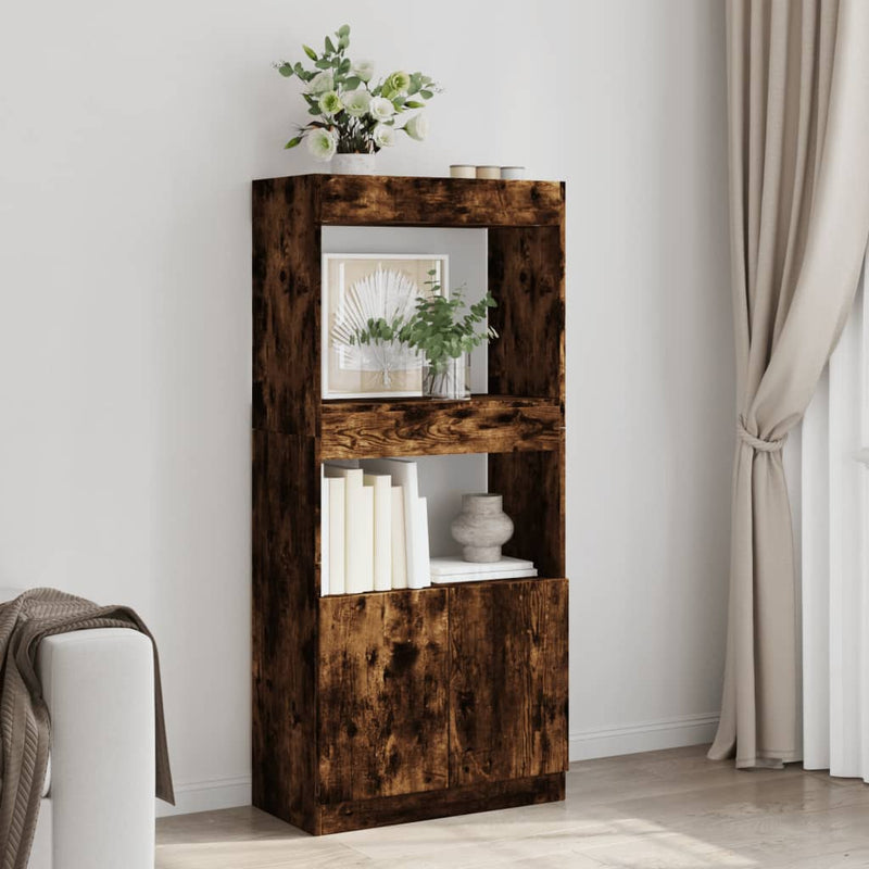 vidaXL füstös tölgy színű szerelt fa magasszekrény 63 x 33 x 140 cm