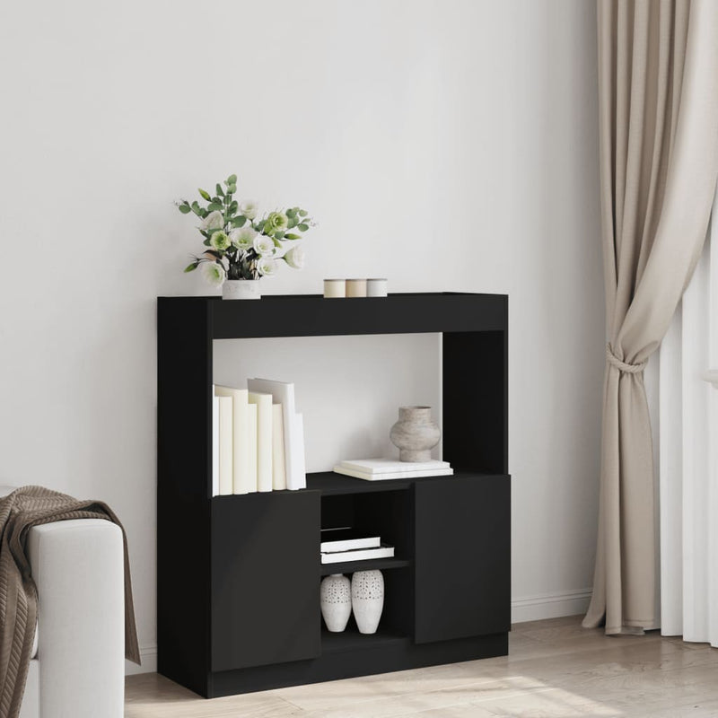 vidaXL fekete szerelt fa magasszekrény 92 x 33 x 100 cm