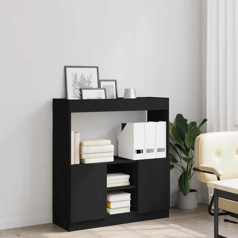 vidaXL fekete szerelt fa magasszekrény 92 x 33 x 100 cm