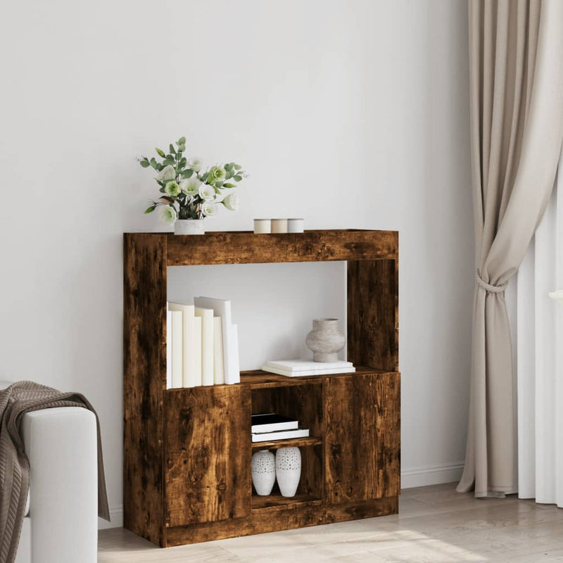 vidaXL füstös tölgy színű szerelt fa magasszekrény 92 x 33 x 100 cm