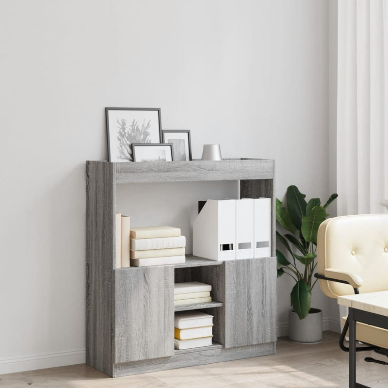 vidaXL szürke sonoma színű szerelt fa magasszekrény 92 x 33 x 100 cm