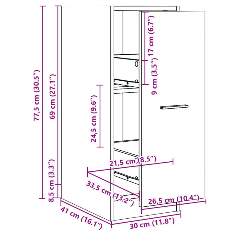 vidaXL betonszürke szerelt fa patikaszekrény 30 x 41 x 77,5 cm