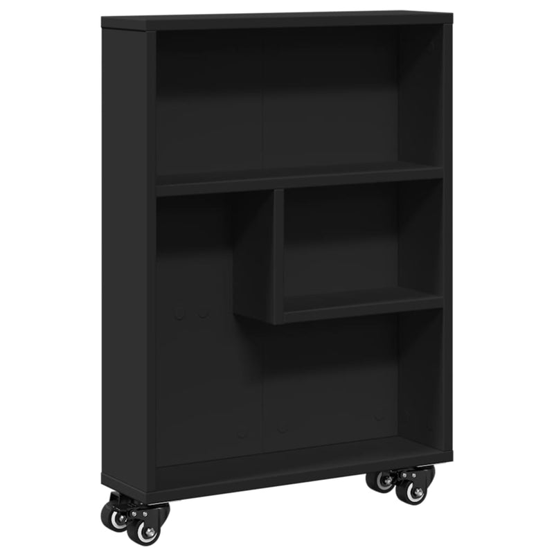 vidaXL fekete szerelt fa keskeny tárolókocsi 48 x 13 x 68 cm