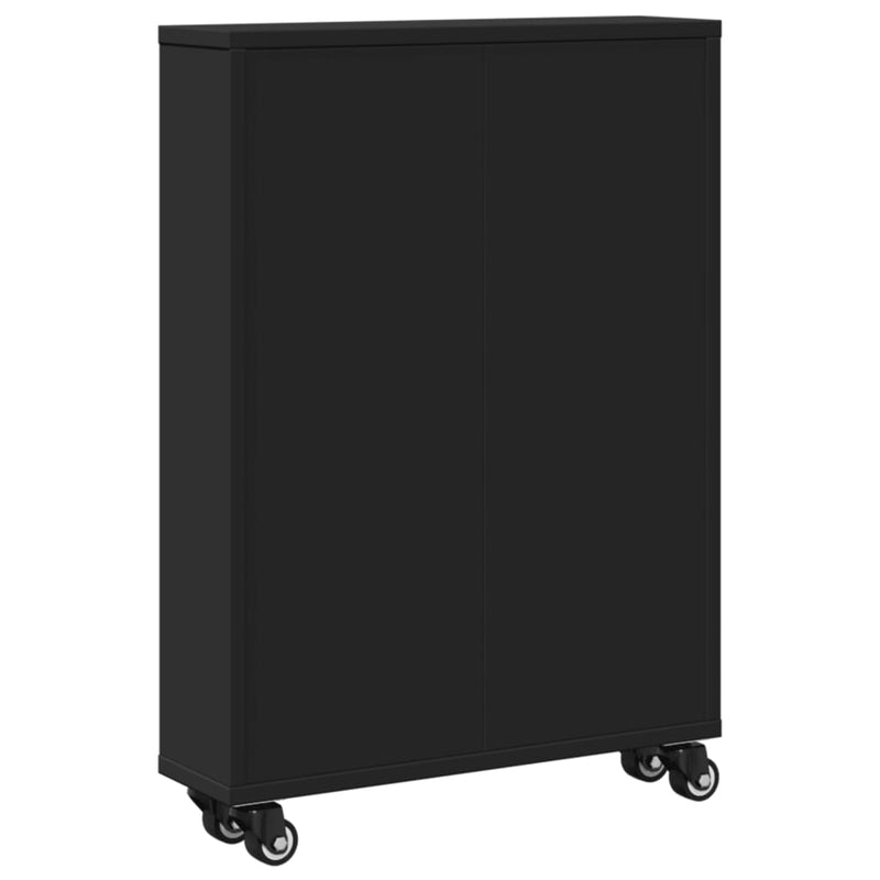 vidaXL fekete szerelt fa keskeny tárolókocsi 48 x 13 x 68 cm