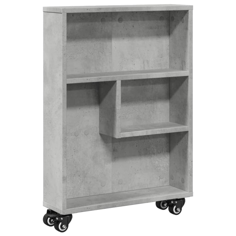 vidaXL betonszürke szerelt fa keskeny tárolókocsi 48 x 13 x 68 cm