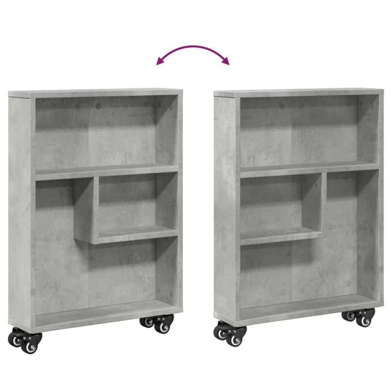 vidaXL betonszürke szerelt fa keskeny tárolókocsi 48 x 13 x 68 cm