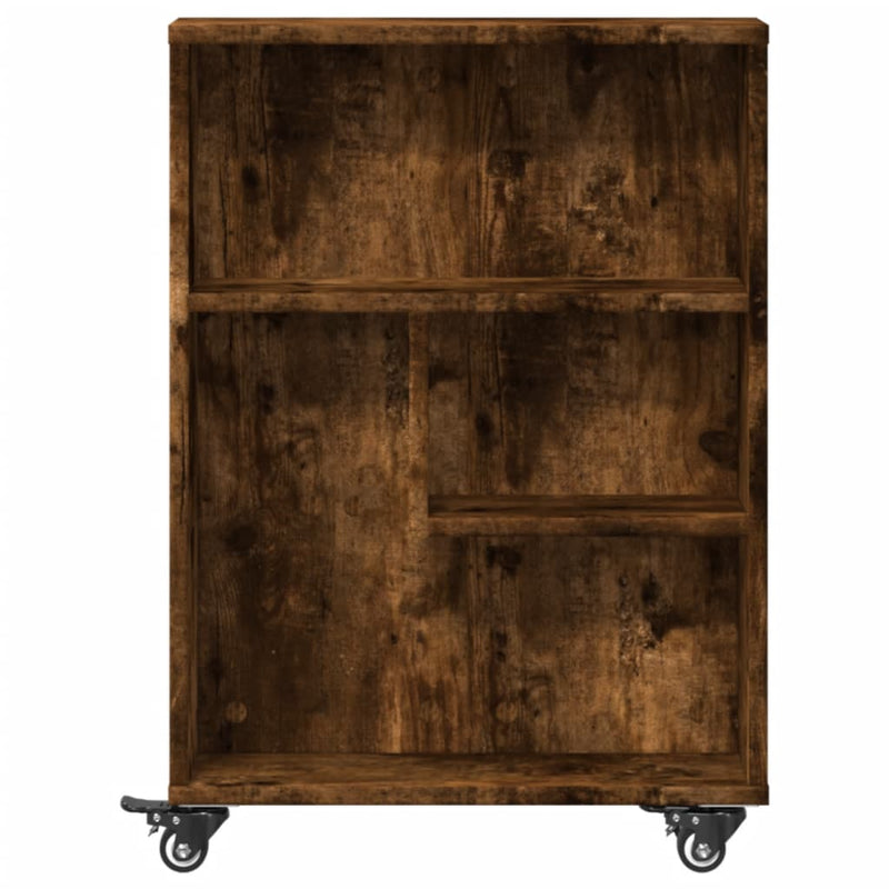 vidaXL füstös tölgy színű szerelt fa keskeny tárolókocsi 48x13x68 cm