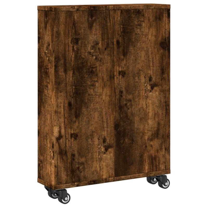 vidaXL füstös tölgy színű szerelt fa keskeny tárolókocsi 48x13x68 cm