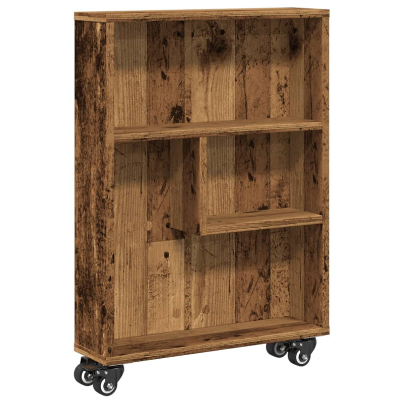 vidaXL antik fa színű szerelt fa keskeny tárolókocsi 48 x 13 x 68 cm