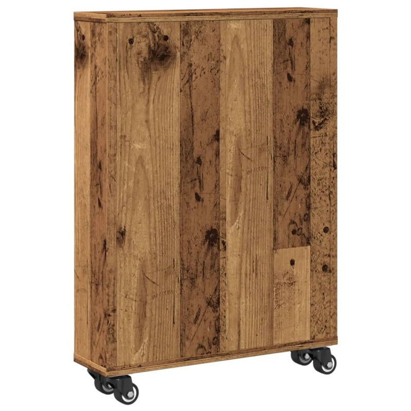 vidaXL antik fa színű szerelt fa keskeny tárolókocsi 48 x 13 x 68 cm
