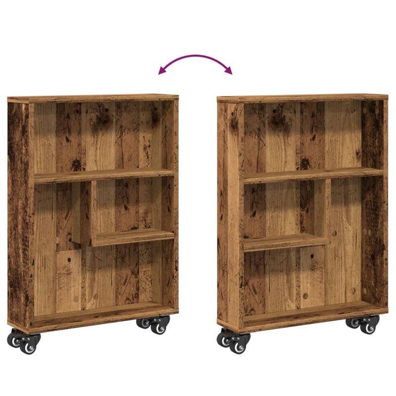 vidaXL antik fa színű szerelt fa keskeny tárolókocsi 48 x 13 x 68 cm