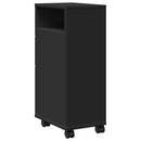 vidaXL fekete szerelt fa keskeny fürdőszobaszekrény kerekekkel