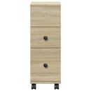 vidaXL sonoma tölgy színű szerelt fa görgős keskeny fürdőszobaszekrény