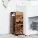 vidaXL antik fa színű szerelt fa keskeny fürdőszobaszekrény kerekekkel