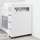 vidaXL fehér szerelt fa keskeny fürdőszobaszekrény kerekekkel