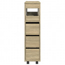 vidaXL sonoma tölgy színű szerelt fa görgős keskeny fürdőszobaszekrény