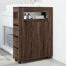 vidaXL barna tölgy színű szerelt fa görgős keskeny fürdőszobaszekrény