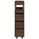 vidaXL barna tölgy színű szerelt fa görgős keskeny fürdőszobaszekrény