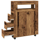 vidaXL antik fa színű szerelt fa keskeny fürdőszobaszekrény kerekekkel