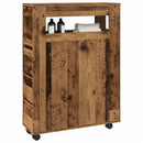 vidaXL antik fa színű szerelt fa keskeny fürdőszobaszekrény kerekekkel