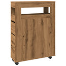 vidaXL kézműves tölgy szerelt fa keskeny fürdőszobaszekrény kerekekkel