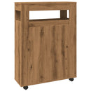 vidaXL kézműves tölgy szerelt fa keskeny fürdőszobaszekrény kerekekkel