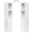 vidaXL fehér szerelt fa keskeny fürdőszobaszekrény kerekekkel