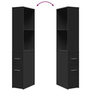 vidaXL fekete szerelt fa keskeny fürdőszobaszekrény kerekekkel