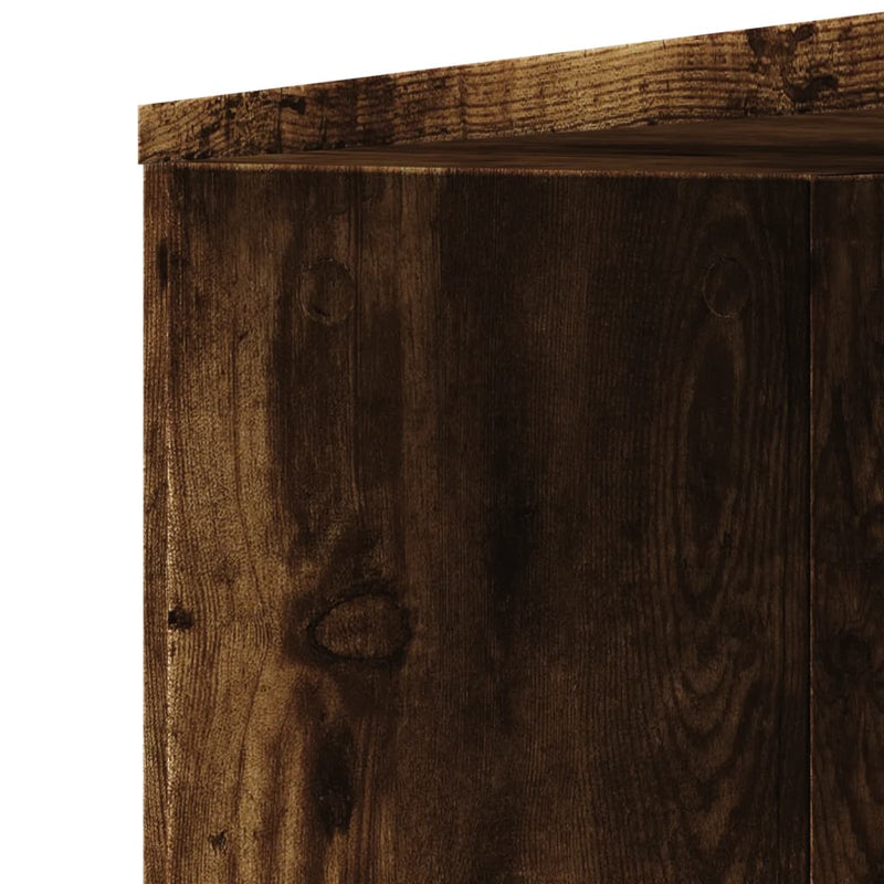 vidaXL füstös tölgy színű szerelt fa görgős keskeny fürdőszobaszekrény