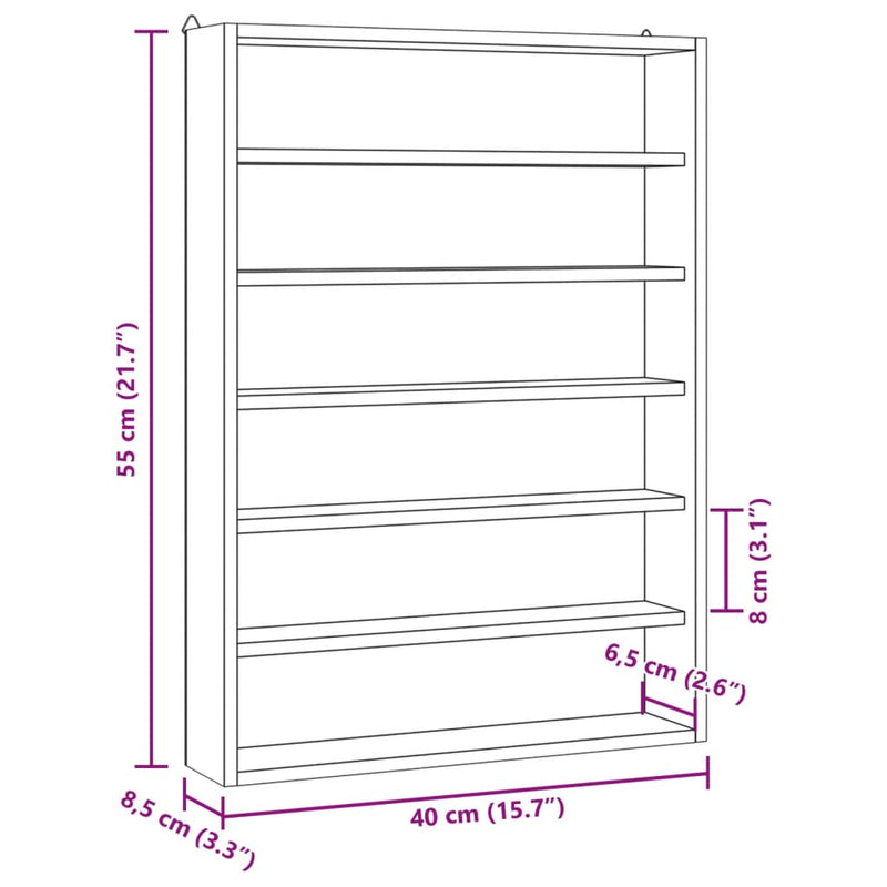 vidaXL fa gyűjtő vitrin 6 polccal 40x8,5x55cm 40x8,5x55 cm