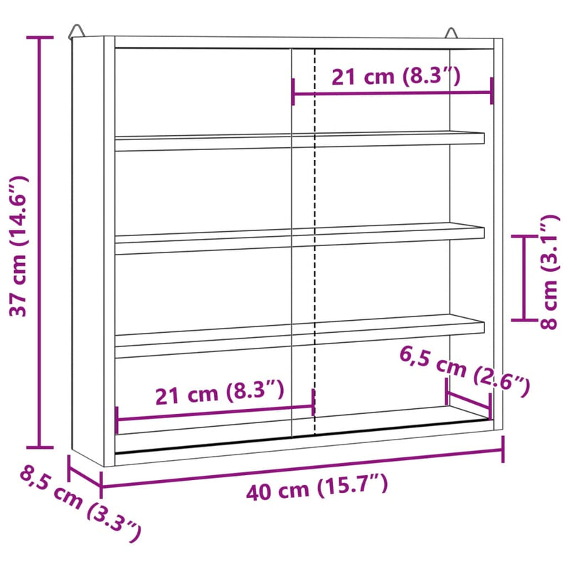 vidaXL fa gyűjtő vitrin ajtókkal 40x8,5x37 cm