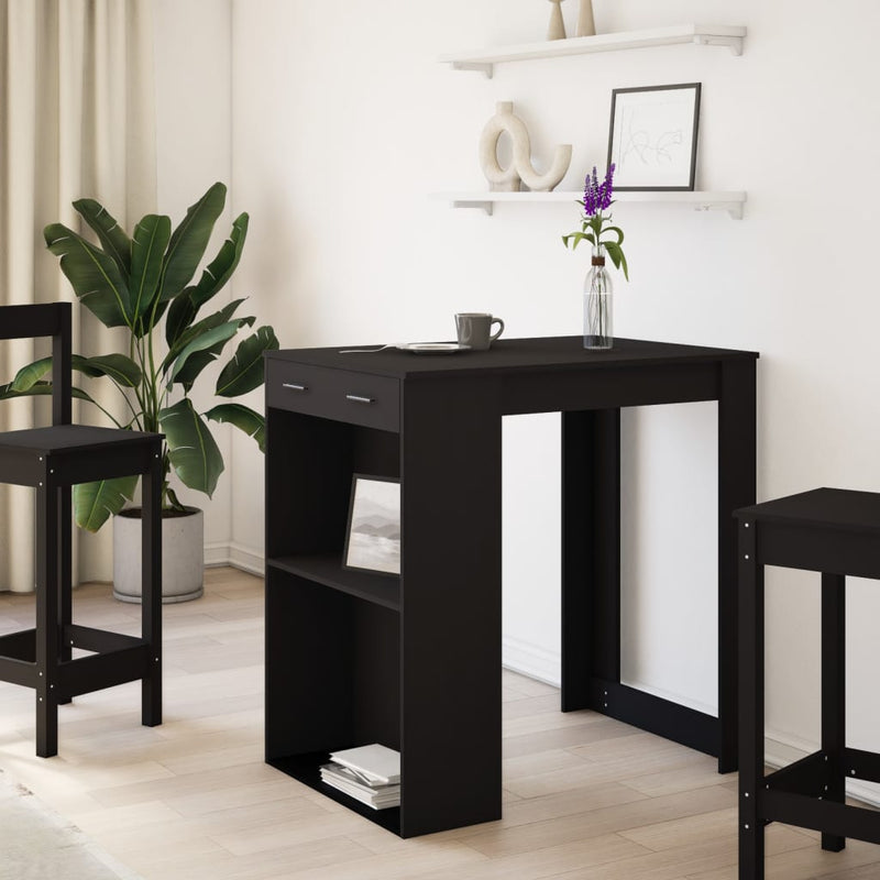 vidaXL fekete szerelt fa bárasztal 102 x 70 x 103,5 cm