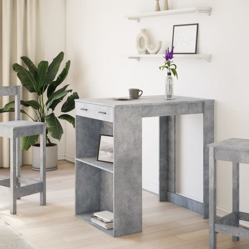 vidaXL betonszürke szerelt fa bárasztal 102 x 70 x 103,5 cm