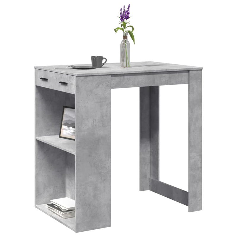 vidaXL betonszürke szerelt fa bárasztal 102 x 70 x 103,5 cm